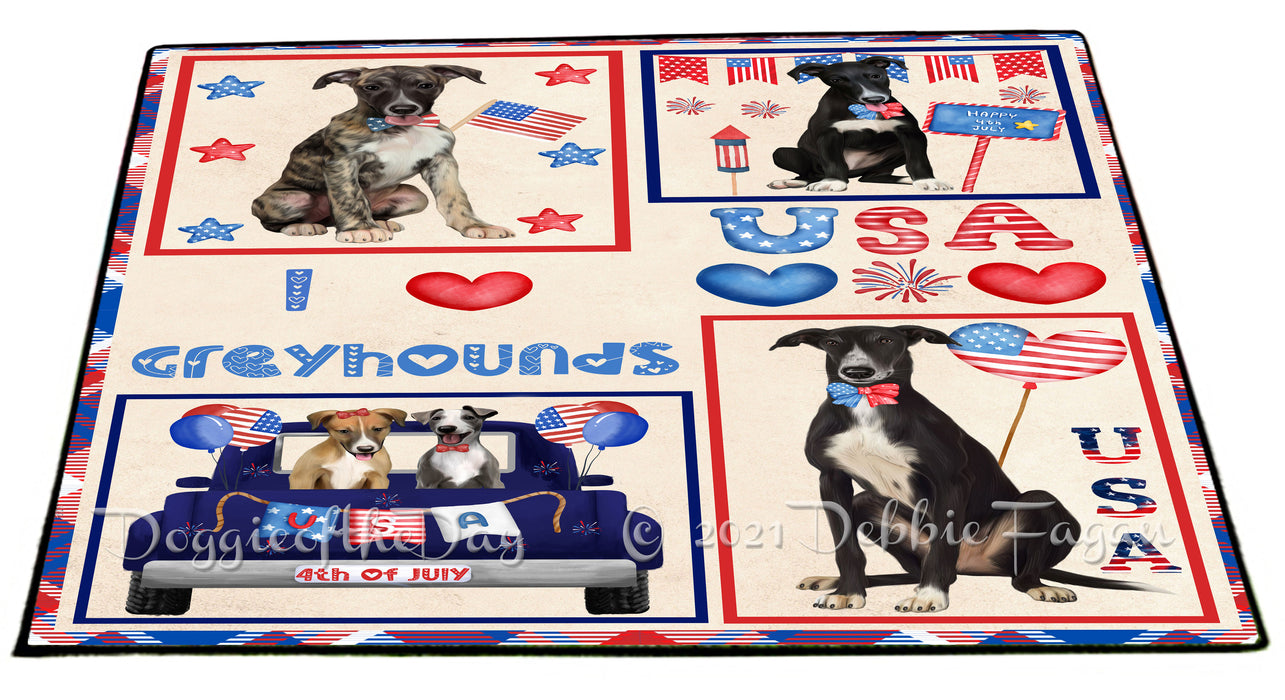 4th of July Independence Day I Love USA Greyhound Dogs Floormat FLMS56227 Floormat FLMS56227