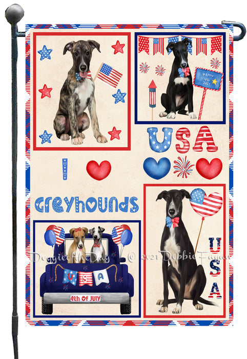 4th of July Independence Day I Love USA Greyhound Dogs Garden Flag GFLG66907