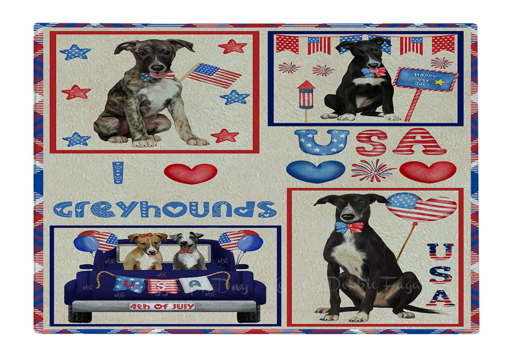 4th of July Independence Day I Love USA Greyhound Dogs Cutting Board - For Kitchen - Scratch & Stain Resistant - Designed To Stay In Place - Easy To Clean By Hand - Perfect for Chopping Meats, Vegetables