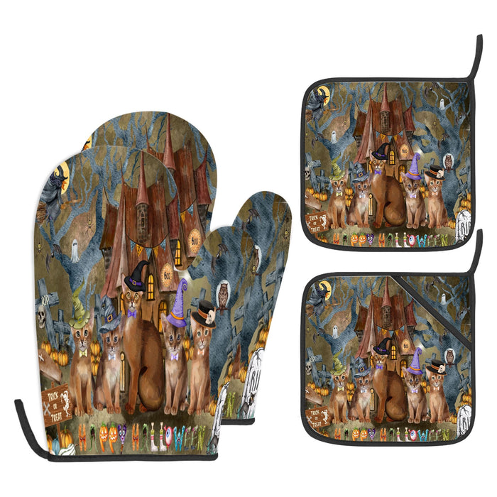 Abyssinian Oven Mitts and Pot Holder, Explore a Variety of Designs, Custom, Kitchen Gloves for Cooking with Potholders, Personalized, Cat and Pet Lovers Gift