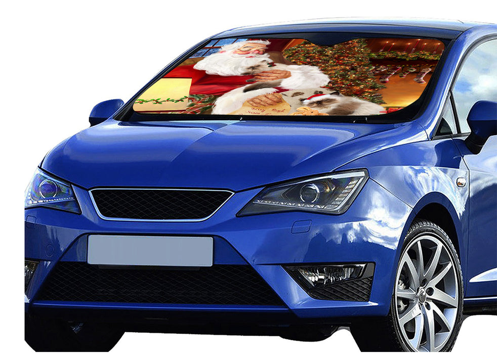 Santa Sleeping with Himalayan Cats Car Sun Shade