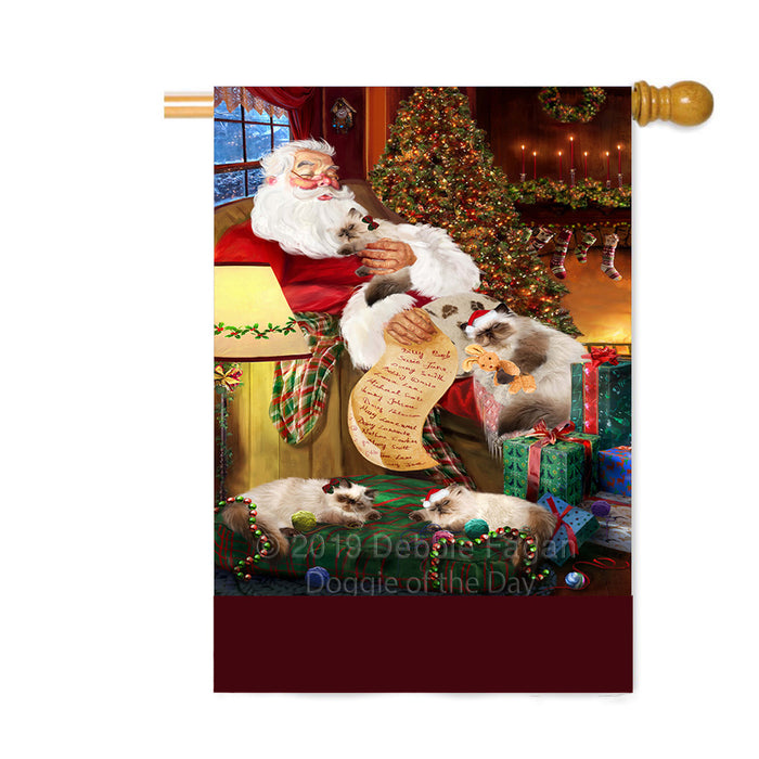 Personalized Himalayan Cats and Kittens Sleeping with Santa Custom House Flag FLG-DOTD-A62694