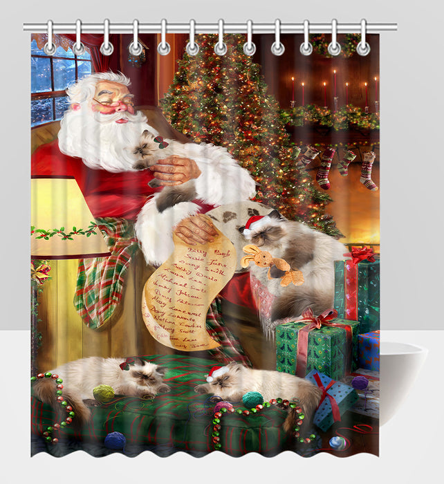 Santa Sleeping with Himalayan Cats Shower Curtain
