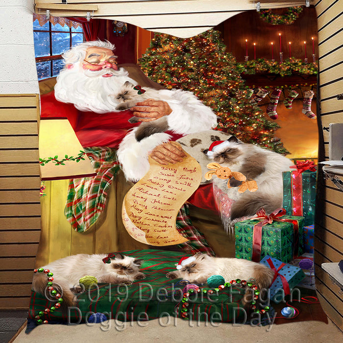 Santa Sleeping with Himalayan Cats Quilt