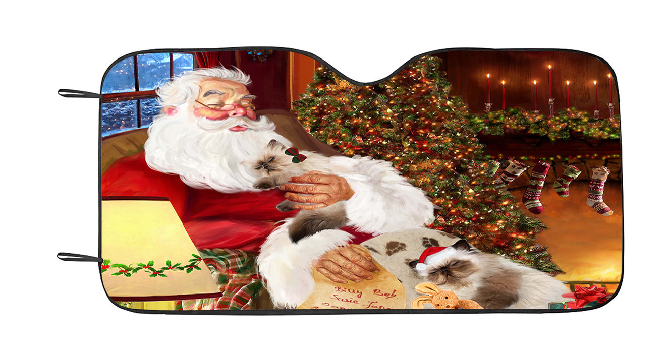 Santa Sleeping with Himalayan Cats Car Sun Shade