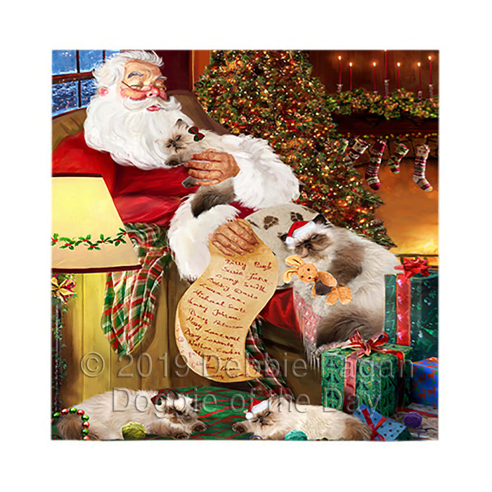 Santa Sleeping with Himalayan Cats Square Towel 