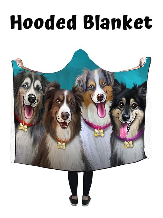 Add Your PERSONALIZED PET Painting Portrait on Hooded Blanket