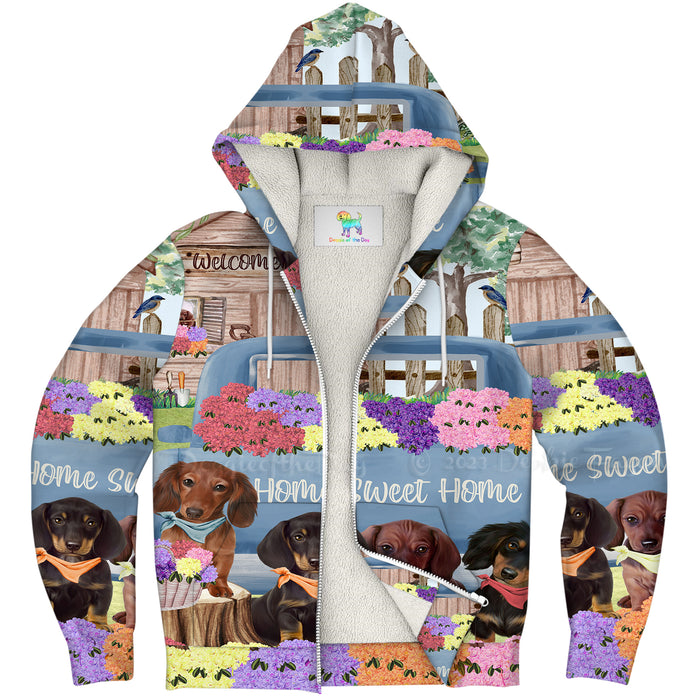 Rhododendron Home Sweet Home Garden Blue Truck Dachshund Dog Unisex Microfleece Lined Human Hoodie and Pet Hoodie Combo Personalize Custom Add Your Photo & Name
