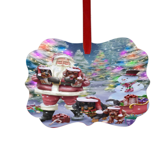 Trotting in the Snow Dachshund Dog Double-Sided Photo Benelux Christmas Ornament LOR49437