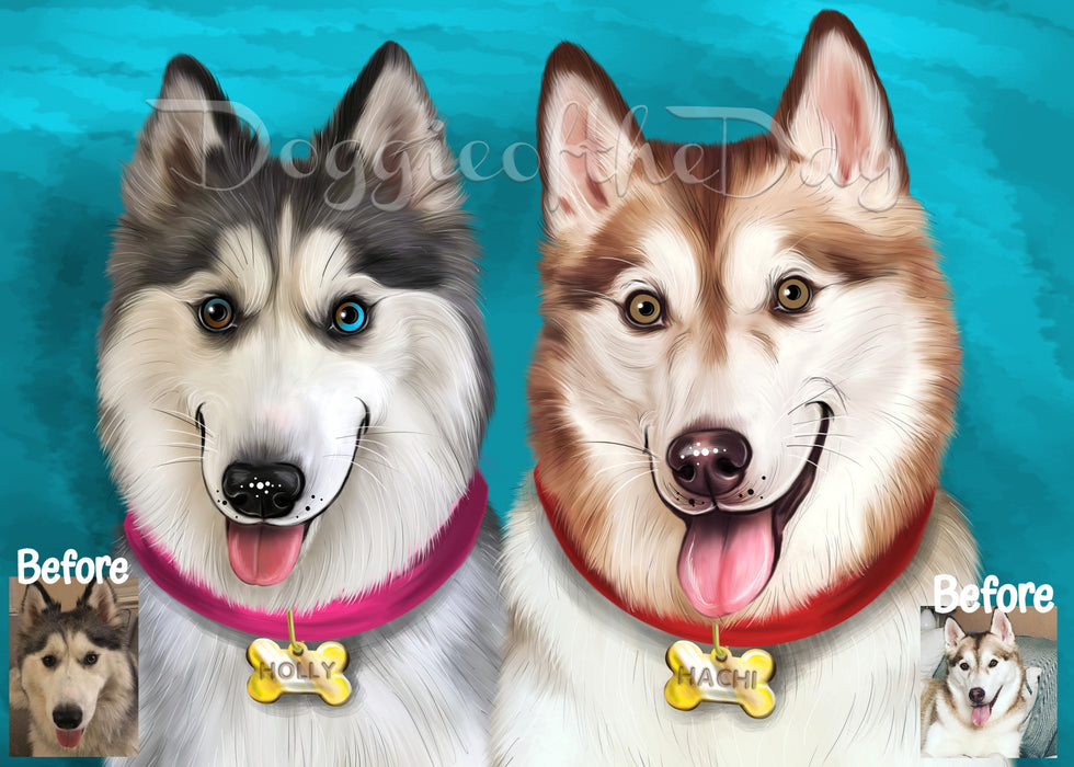 Digital Painting PERSONALIZED Caricature PET PORTRAIT! Custom Pet Dog or Cat Art