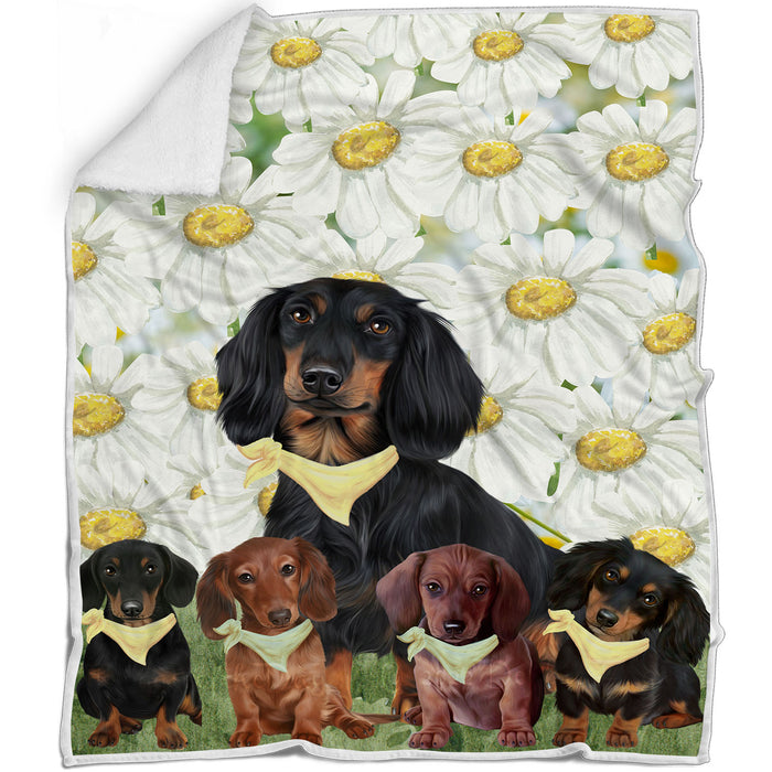 Happy Fall Y'All Dachshund Dogs Blanket - Lightweight Soft Cozy and Durable Bed Blanket - Animal Theme Fuzzy Blanket for Sofa Couch