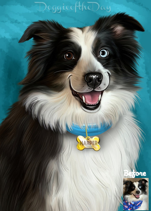 Digital Painting PERSONALIZED Caricature PET PORTRAIT! Custom Pet Dog or Cat Art