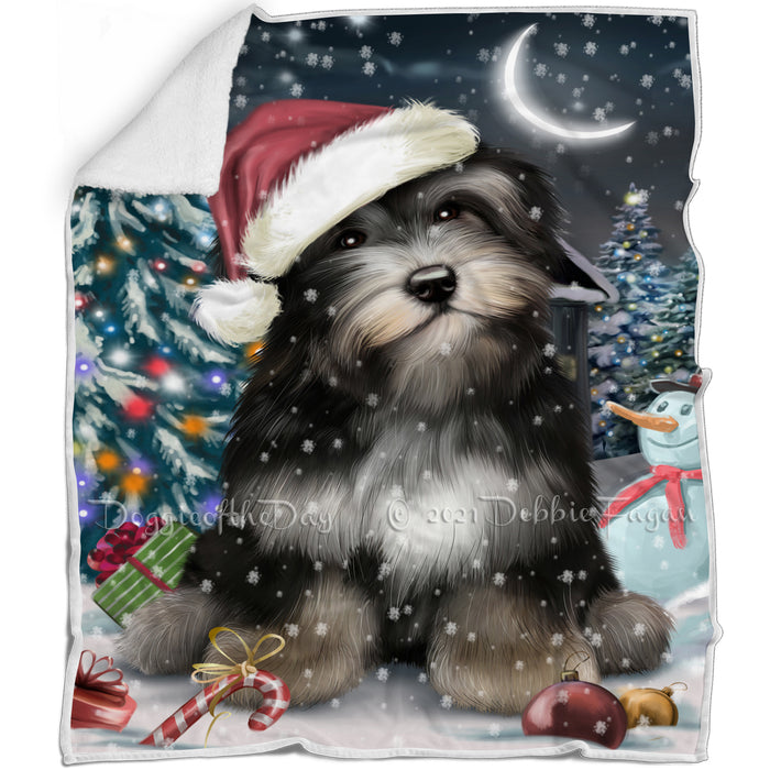 Have a Holly Jolly Christmas Havanese Dog in Holiday Background Blanket D098