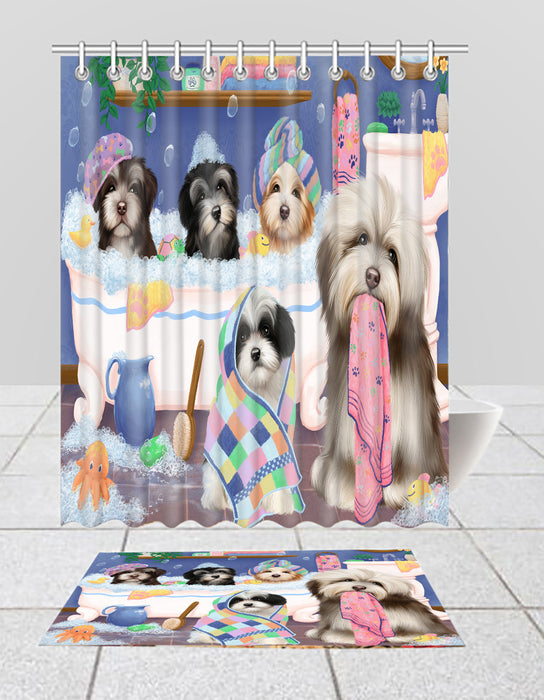 Rub A Dub Dogs In A Tub Havanese Dogs Bath Mat and Shower Curtain Combo