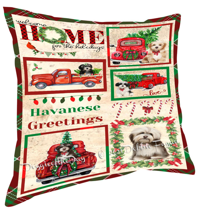 Welcome Home for Christmas Holidays Havanese Dogs Pillow with Top Quality High-Resolution Images - Ultra Soft Pet Pillows for Sleeping - Reversible & Comfort - Ideal Gift for Dog Lover - Cushion for Sofa Couch Bed - 100% Polyester