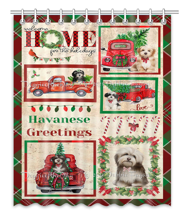 Welcome Home for Christmas Holidays Havanese Dogs Shower Curtain Bathroom Accessories Decor Bath Tub Screens