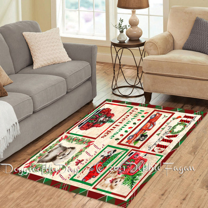 Welcome Home for Christmas Holidays Havanese Dogs Polyester Living Room Carpet Area Rug ARUG64962