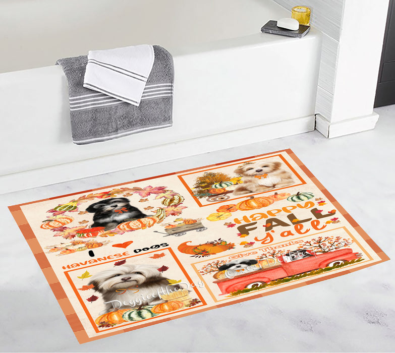 Happy Fall Y'all Pumpkin Havanese Dogs Bathroom Rugs with Non Slip Soft Bath Mat for Tub BRUG55216
