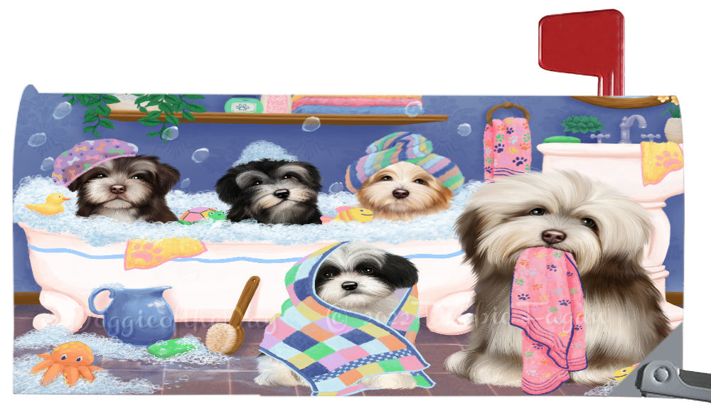 Rub A Dub Dogs In A Tub Havanese Dog Magnetic Mailbox Cover Both Sides Pet Theme Printed Decorative Letter Box Wrap Case Postbox Thick Magnetic Vinyl Material