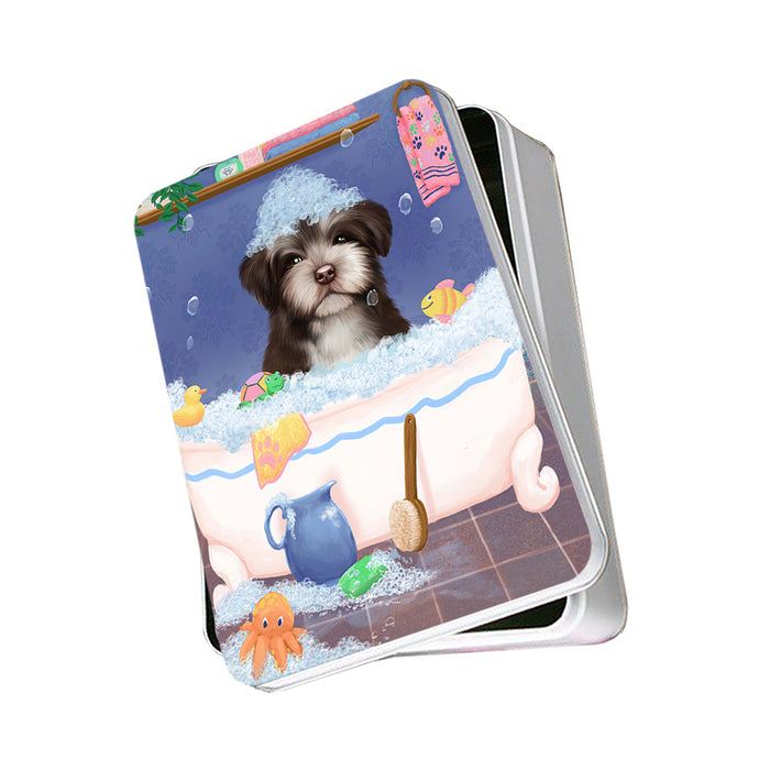 Rub A Dub Dog In A Tub Havanese Dog Photo Storage Tin PITN57324