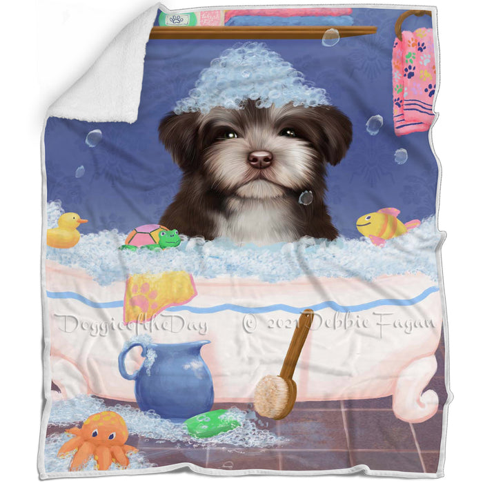 Rub A Dub Dog In A Tub Havanese Dog Blanket BLNKT143087