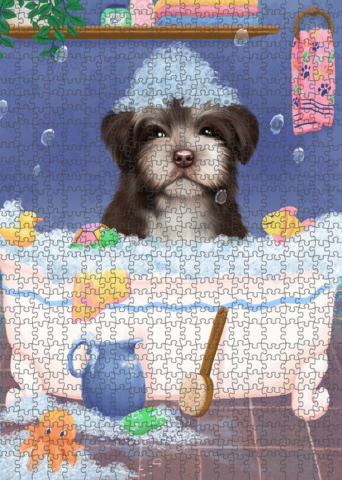 Rub A Dub Dog In A Tub Havanese Dog Portrait Jigsaw Puzzle for Adults Animal Interlocking Puzzle Game Unique Gift for Dog Lover's with Metal Tin Box PZL293