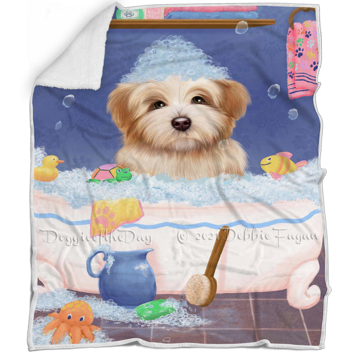 Rub A Dub Dog In A Tub Havanese Dog Blanket BLNKT143088