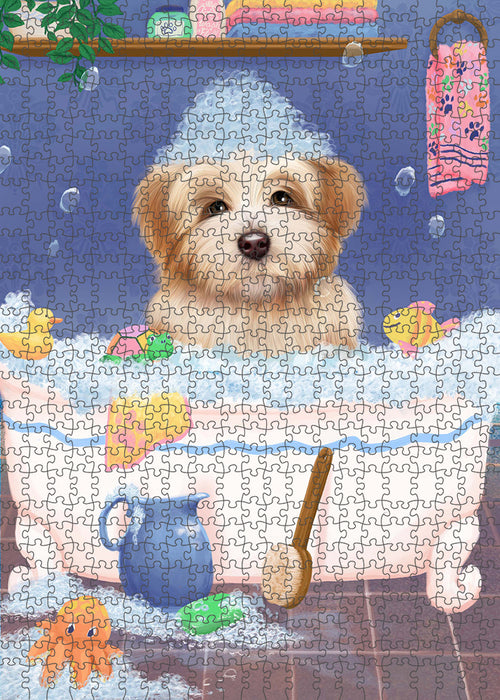 Rub A Dub Dog In A Tub Havanese Dog Portrait Jigsaw Puzzle for Adults Animal Interlocking Puzzle Game Unique Gift for Dog Lover's with Metal Tin Box PZL294