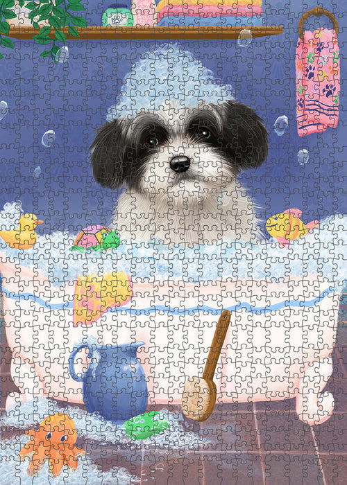 Rub A Dub Dog In A Tub Havanese Dog Portrait Jigsaw Puzzle for Adults Animal Interlocking Puzzle Game Unique Gift for Dog Lover's with Metal Tin Box PZL295