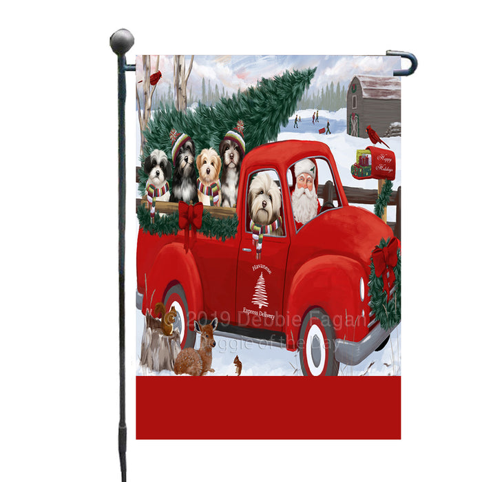Personalized Christmas Santa Red Truck Express Delivery Havanese Dogs Custom Garden Flags GFLG-DOTD-A57658