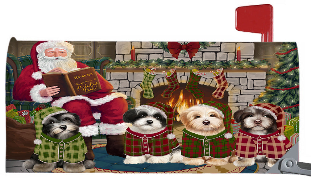 Christmas Cozy Holiday Fire Tails Havanese Dogs 6.5 x 19 Inches Magnetic Mailbox Cover Post Box Cover Wraps Garden Yard Décor MBC48909
