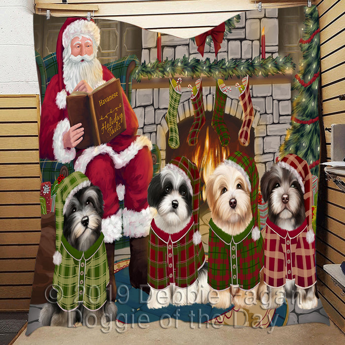 Christmas Cozy Holiday Fire Tails Havanese Dogs Quilt