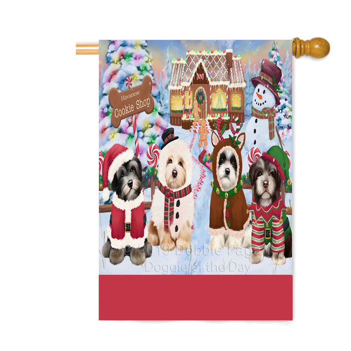 Personalized Holiday Gingerbread Cookie Shop Havanese Dogs Custom House Flag FLG-DOTD-A59267