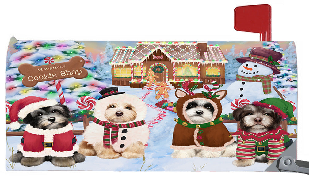 Christmas Holiday Gingerbread Cookie Shop Havanese Dogs 6.5 x 19 Inches Magnetic Mailbox Cover Post Box Cover Wraps Garden Yard Décor MBC48998