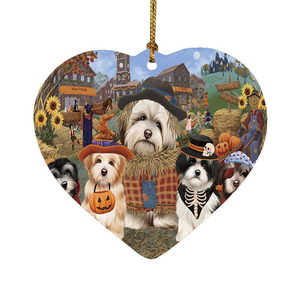 Halloween 'Round Town Havanese Dogs Heart Christmas Ornament HPOR57503