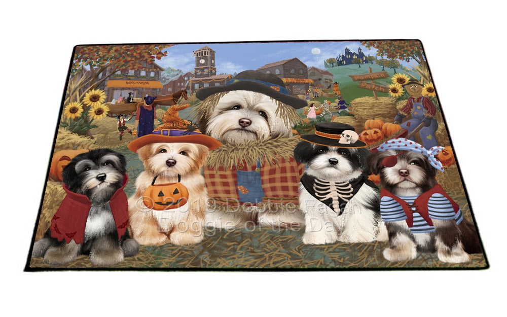 Halloween 'Round Town And Fall Pumpkin Scarecrow Both Havanese Dogs Floormat FLMS53954