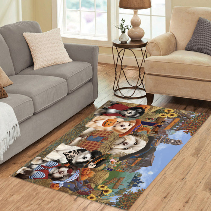 Halloween 'Round Town and Fall Pumpkin Scarecrow Both Havanese Dogs Area Rug