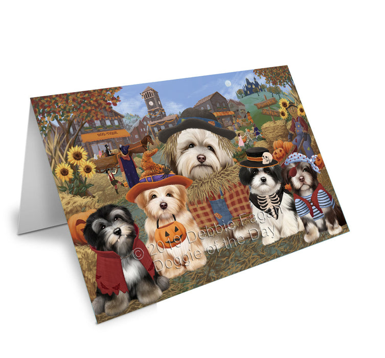 Halloween 'Round Town Havanese Dogs Handmade Artwork Assorted Pets Greeting Cards and Note Cards with Envelopes for All Occasions and Holiday Seasons GCD77855