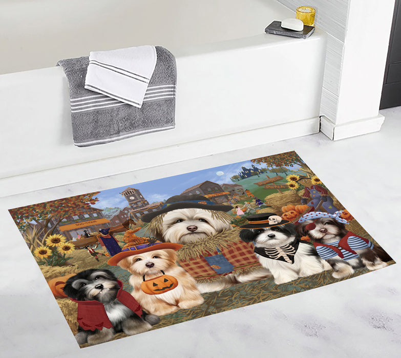 Halloween 'Round Town and Fall Pumpkin Scarecrow Both Havanese Dogs Bath Mat