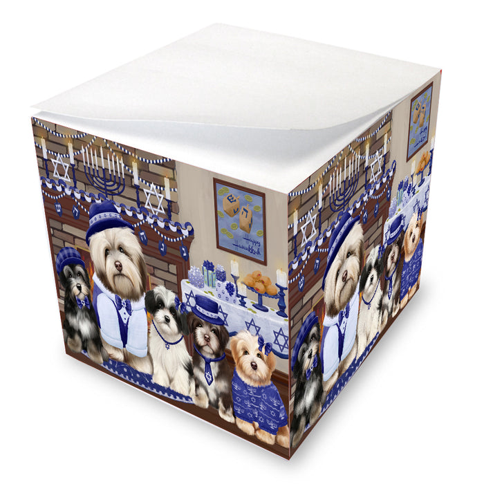 Happy Hanukkah Family Havanese Dogs note cube NOC-DOTD-A56653