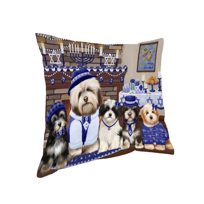 Happy Hanukkah Family and Happy Hanukkah Both Havanese Dogs Pillow PIL82900