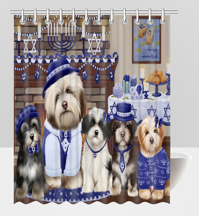 Happy Hanukkah Family Havanese Dogs Shower Curtain