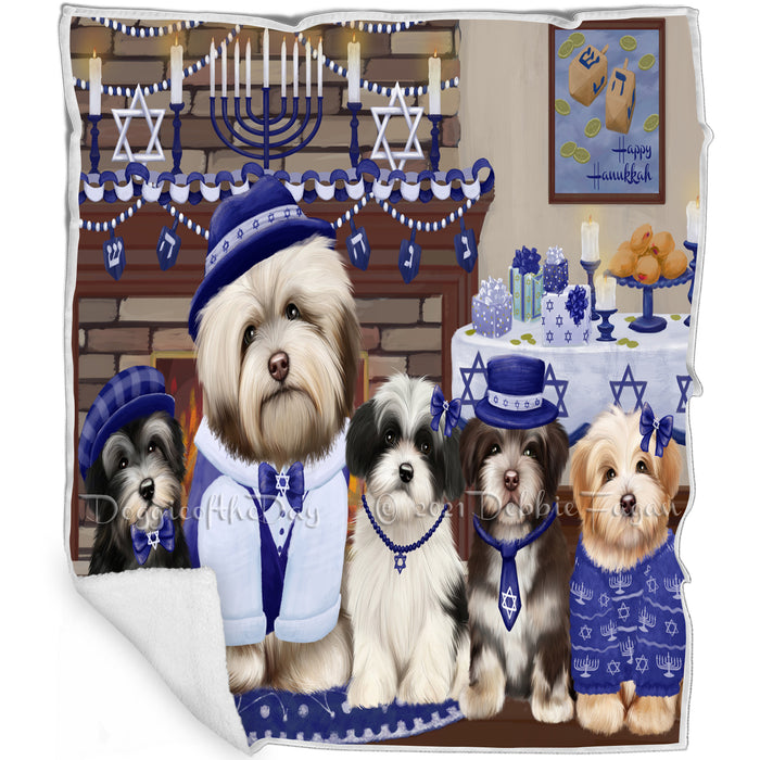 Happy Hanukkah Family and Happy Hanukkah Both Havanese Dogs Blanket BLNKT140591