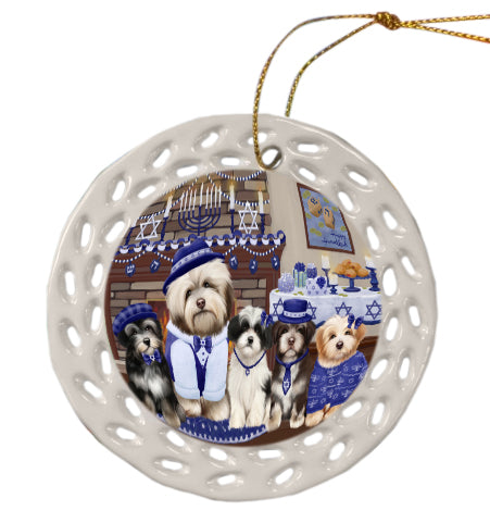 Happy Hanukkah Family Havanese Dogs Doily Ornament DPOR57983