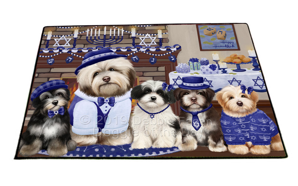 Happy Hanukkah Family and Happy Hanukkah Both Havanese Dogs Floormat FLMS54137