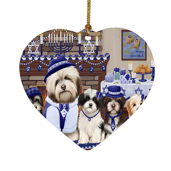 Happy Hanukkah Family Havanese Dogs Heart Christmas Ornament HPOR57625