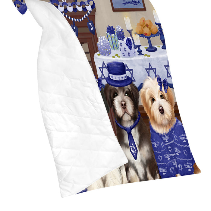 Happy Hanukkah Family and Happy Hanukkah Both Havanese Dogs Quilt