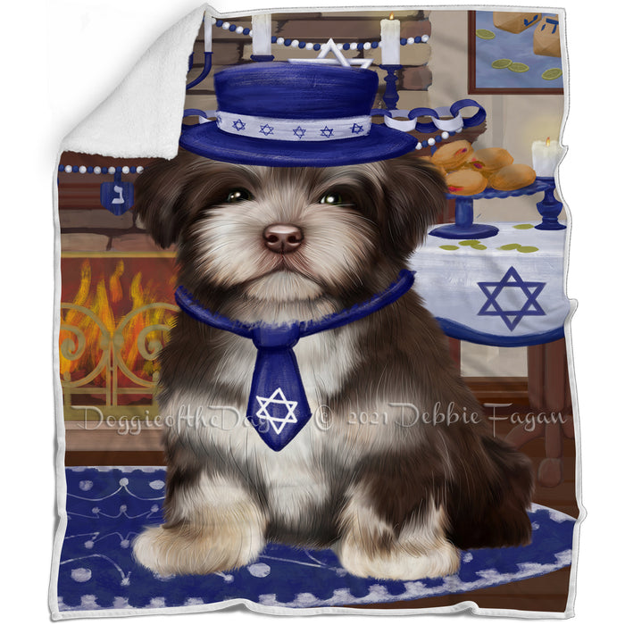 Happy Hanukkah Family and Happy Hanukkah Both Havanese Dog Blanket BLNKT140087