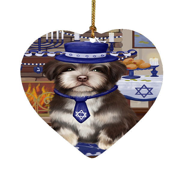 Happy Hanukkah Havanese Dog Heart Christmas Ornament HPOR57681