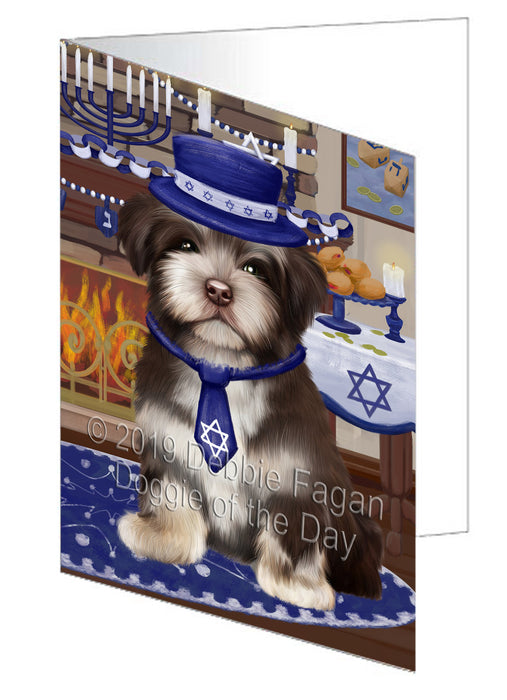 Happy Hanukkah Havanese Dog Handmade Artwork Assorted Pets Greeting Cards and Note Cards with Envelopes for All Occasions and Holiday Seasons GCD78389